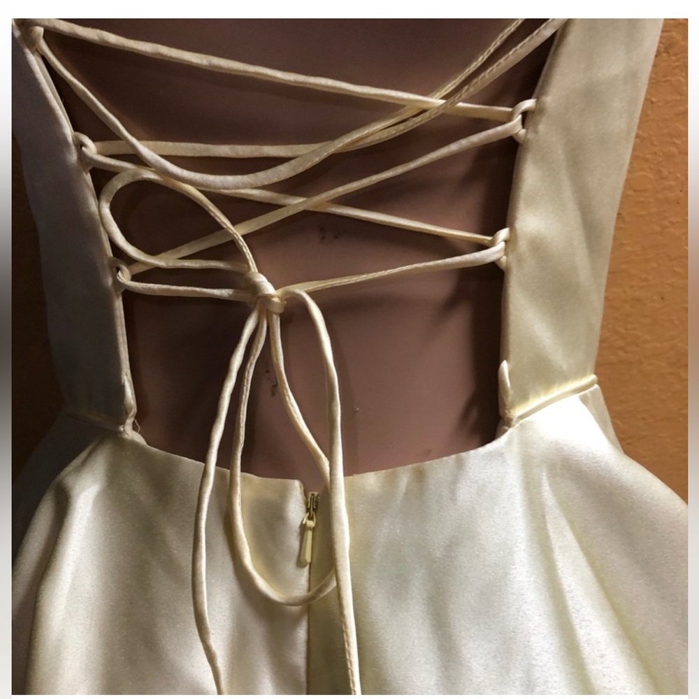 Stacees Cream Satin Fabric - Picture 8 of 9